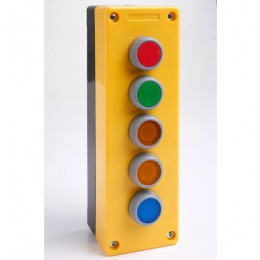 Remote Control Station with Red, Green, Yellow, Yellow, and Blue Pushbutton