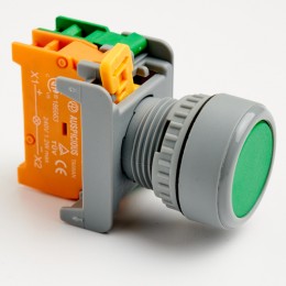 Pushbutton Momentary Switch 22mm Green with LED Lamp