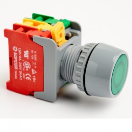 Pushbutton Maintained Switch 22mm Green with LED Lamp
