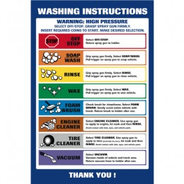 Wash Bay Menu Instruction Sign