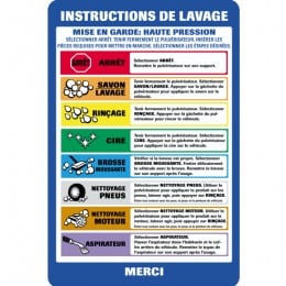 Wash Bay Menu Instruction Sign (french)